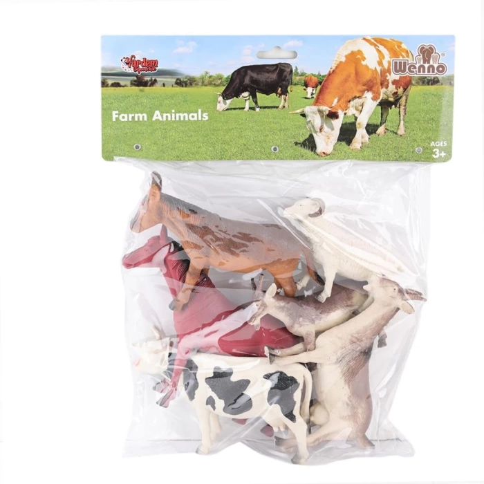 Nessiworld SH-9001-Vardem Poşetli 6Pcs 8 İnch  Çiftlik Hayvan ve Dinozor Set