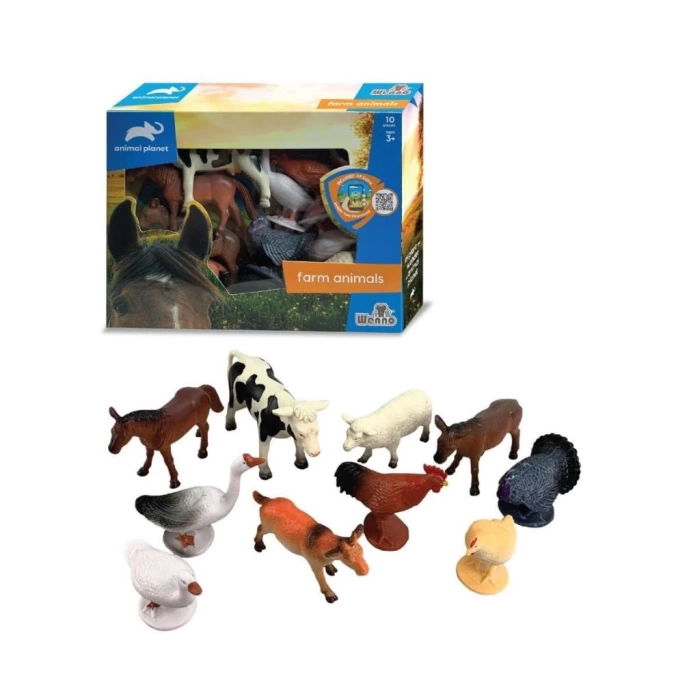 Nessiworld SH-D5804 Vardem Kutulu 10 Parça Çiftlik Hayvanları Seti