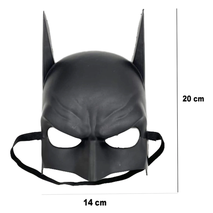 NessiWorld Siyah Renk Çocuk Boy Arkadan Lastikli Batman Maskesi A Kalite  20x14 cm