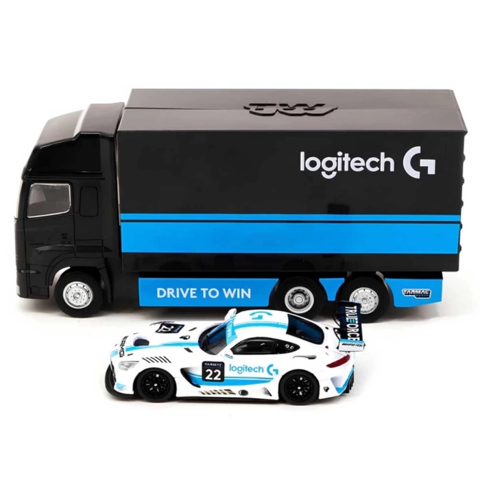 Nessiworld Tarmac Works 1:64 X Logitech Mercedes AMG GT3 Logitech G Race with Plastic Truck Packaging