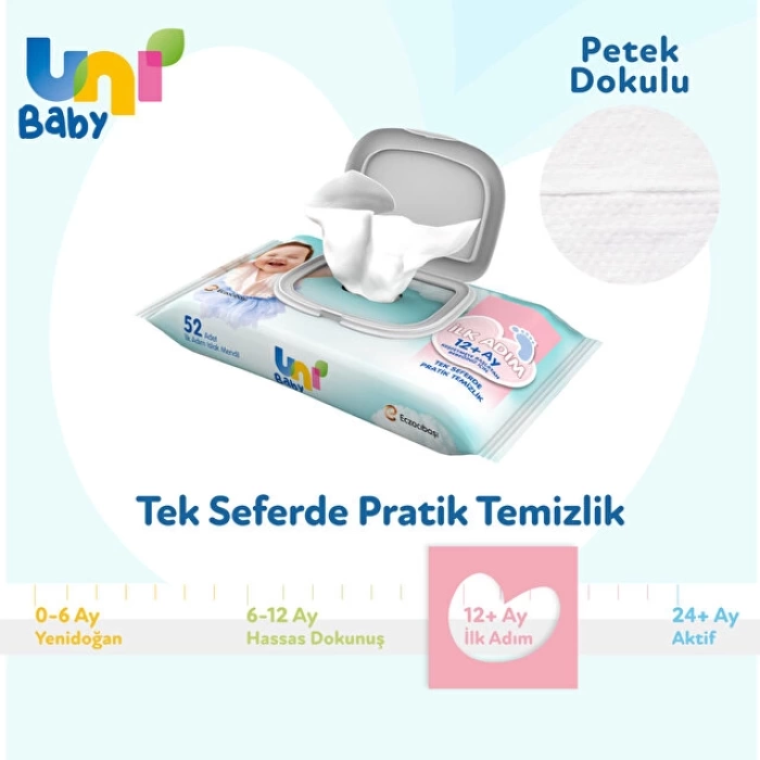 Nessiworld Uni Baby İlk Adım Islak Havlu Mendil 52 Yaprak