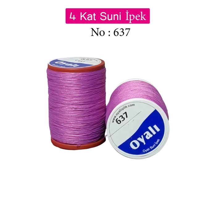 Oyalı 4 Kat Suni İpek İplik İğne Oyası Boncuk İpi Tığ Oyası No:637