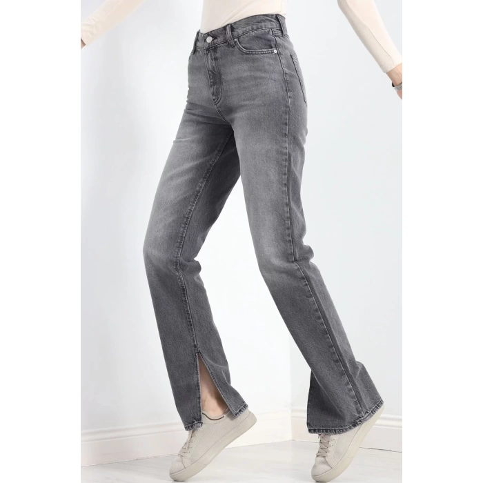 Paça Yırtmaçlı Straight Jean Füme - 20633.1590.