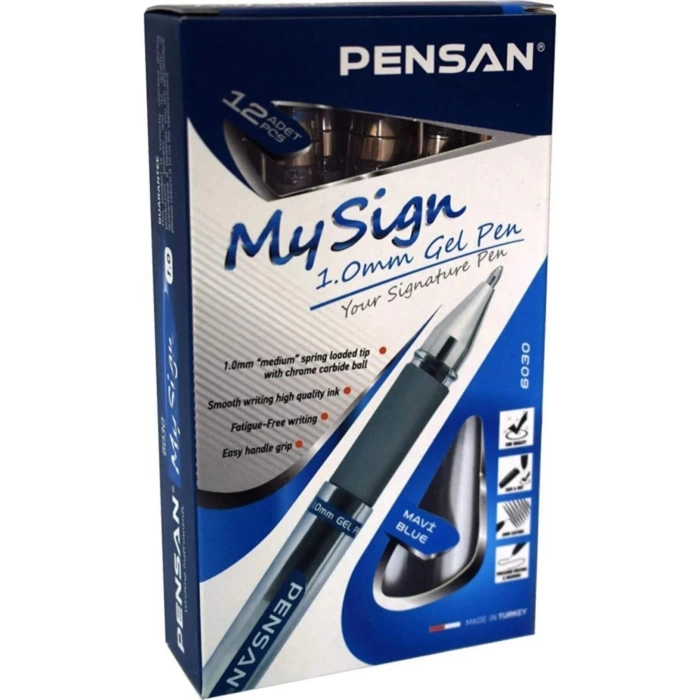 Pensan 6030 My Sign Jel Roller Kalem 1,0 Mm Imza Kalemi Mavi (12 Li Paket)