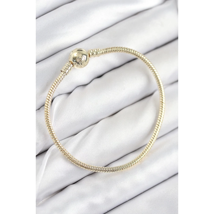 Pirinç Charm Topcuk Model Gold Renk Kadın Bileklik