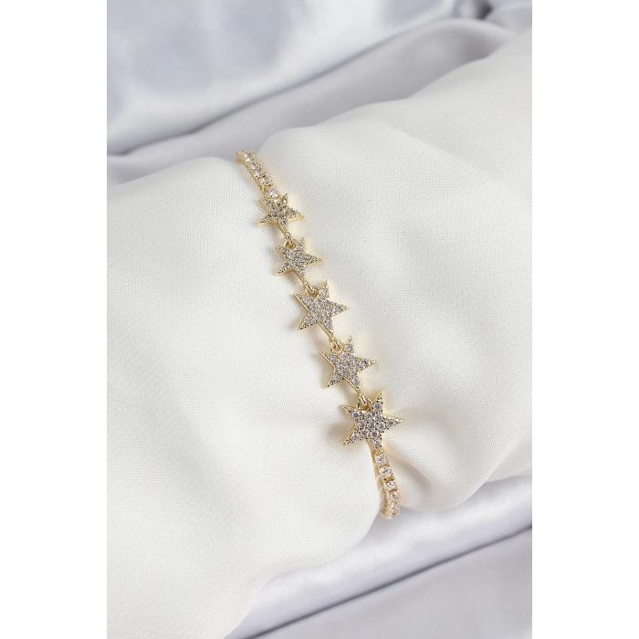 Pirinç Gold Renk Yıldız Model Kadın Bileklik