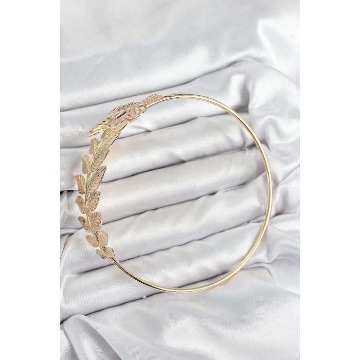 Pirinç Yaprak Model Gold Renk Pazu Bileklik