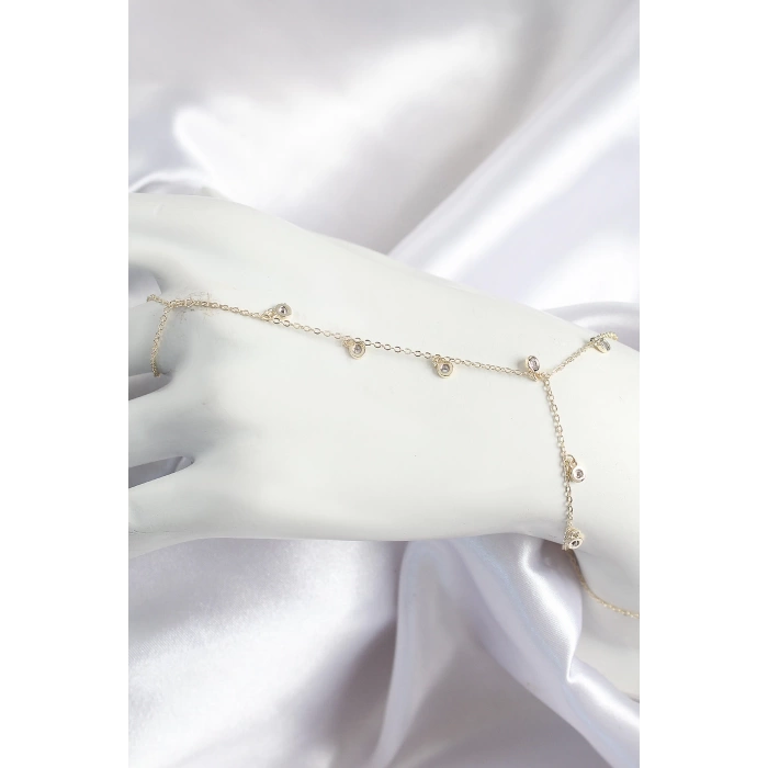 Pirinç Zirkon Taşlı Sallantılı Model Gold Renk Kadın Şahmeran