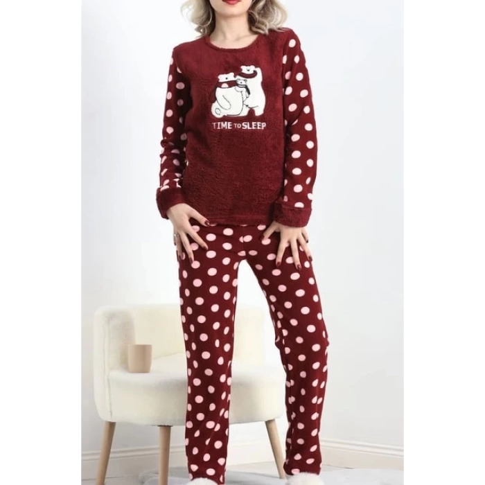 Polatlı alt üst pontiyeli pijama takımı bordo