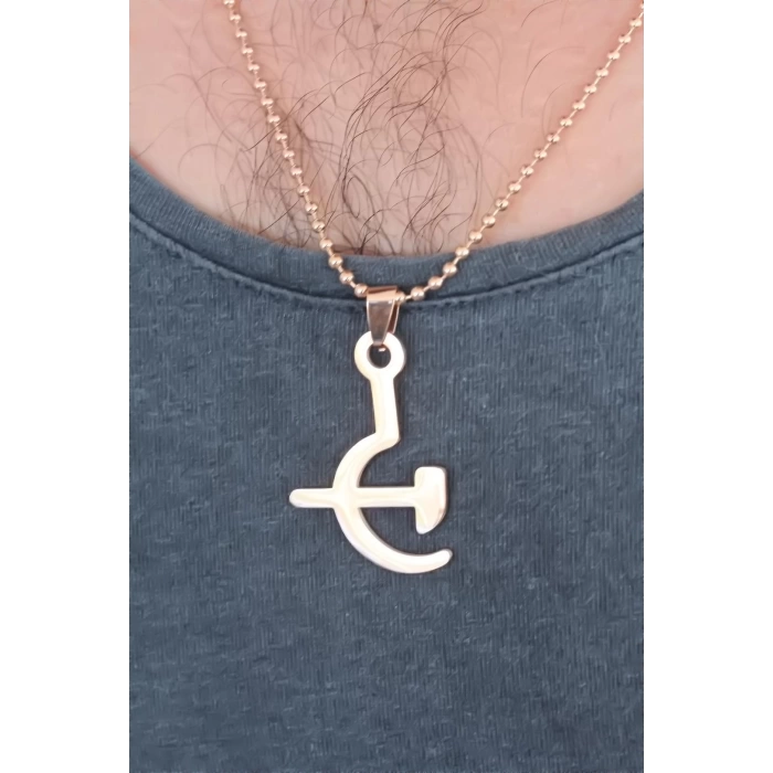 Rose Renk Metal Orak ve Balta Figürlü Erkek Kolye