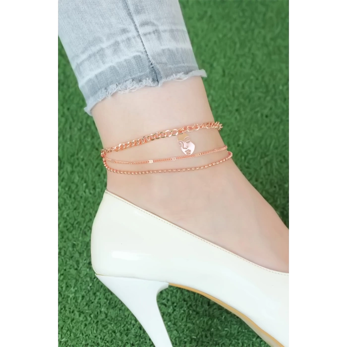 Rose Renk Zincirli Kadın Figürlü Hal Hal