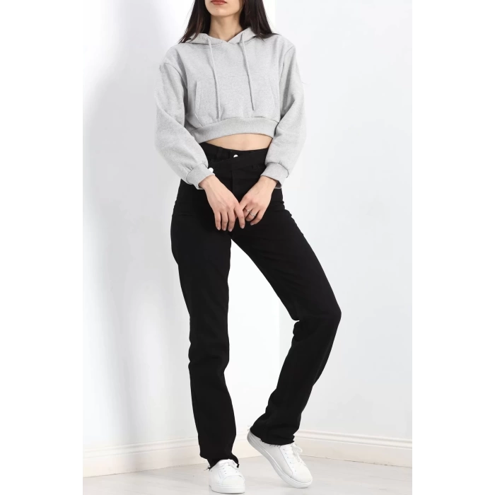 Şardonlu Oversize Crop Sweat Gri1 - 21391.200.