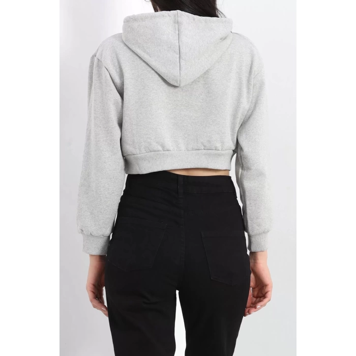 Şardonlu Oversize Crop Sweat Gri1 - 21391.200.