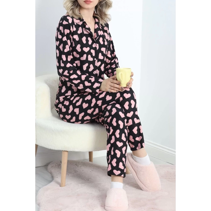 Süet Pijama Takımı Siyahpembe - 40003.1049.