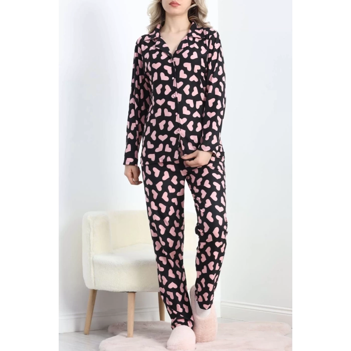 Süet Pijama Takımı Siyahpembe - 40003.1049.