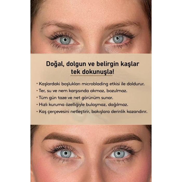 Suya Dayanıklı Çatal Uçlu Kaş Kalemi – 2’si 1 Arada Krem Microblading Etkili Eyeliner & Kaş Kalemi