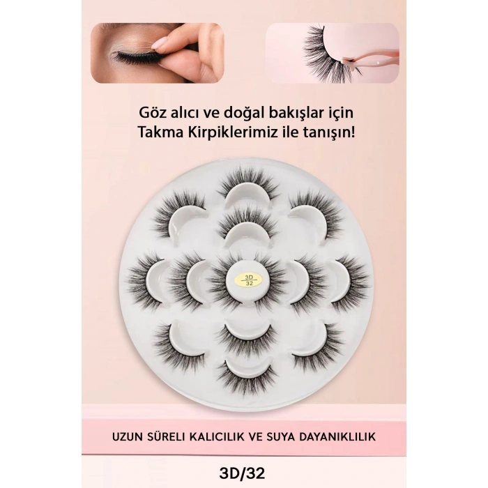 Takma Kirpik 7 Çift 3d Doğal Ipek  - 32 Hacimli Doğal Görünüm
