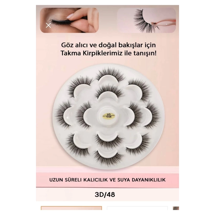 Takma Kirpik Doğal Ipek  3d-48 ( 7 Çift) Hacimli Doğal Görünüm