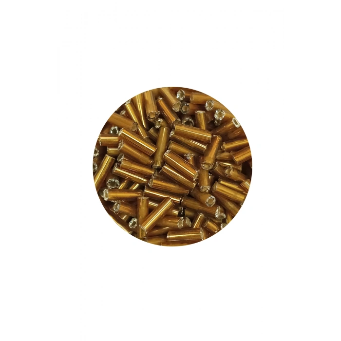 Uzun Boru Kesme Boncuk Çap 2mm Uzunluk 10 mm - 20 Gram - Altın Sarısı - BNC231