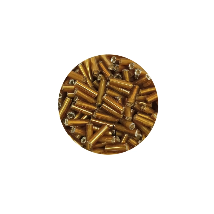 Uzun Boru Kesme Boncuk Çap 2mm Uzunluk 10 mm - 60 Gram - Altın Sarısı - BNC270