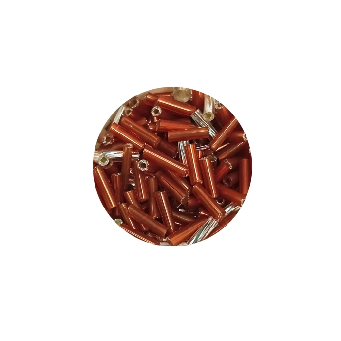 Uzun Boru Kesme Boncuk Çap 2mm Uzunluk 10 mm - 60 Gram - Kahverengi Gümüş - BNC301