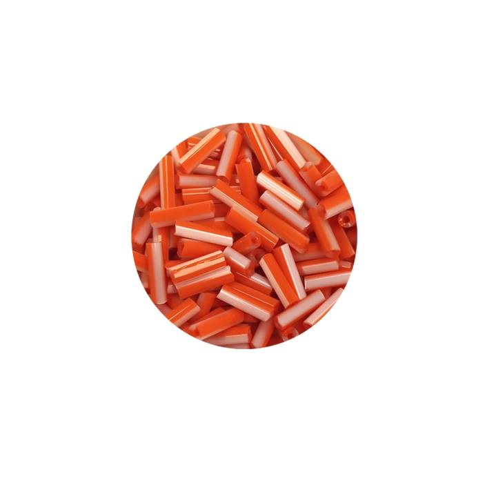 Uzun Boru Kesme Boncuk Çap 2mm Uzunluk 10 mm - 60 Gram - Turuncu Beyaz - BNC294