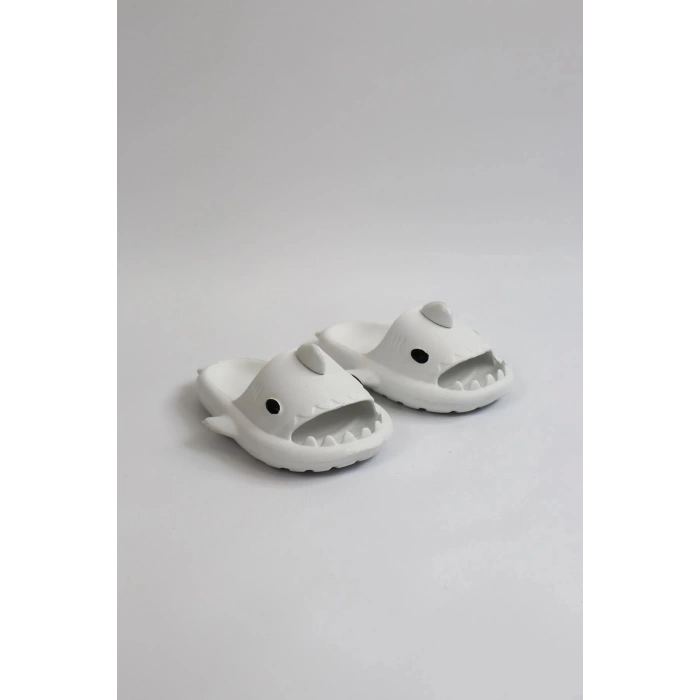 WG500 Köpekbalığı Beyaz Unisex Tam Ortopedik Terlik Shark Slides Cocuk