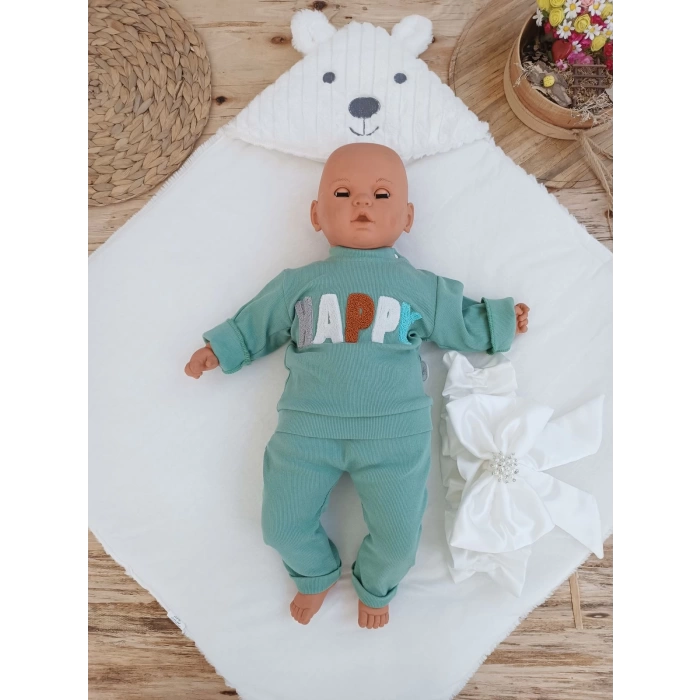Yenidoğan Beyaz Wool Yün Kumaş Ayıcık Kulaklı Kundak Bebek Battaniyesi