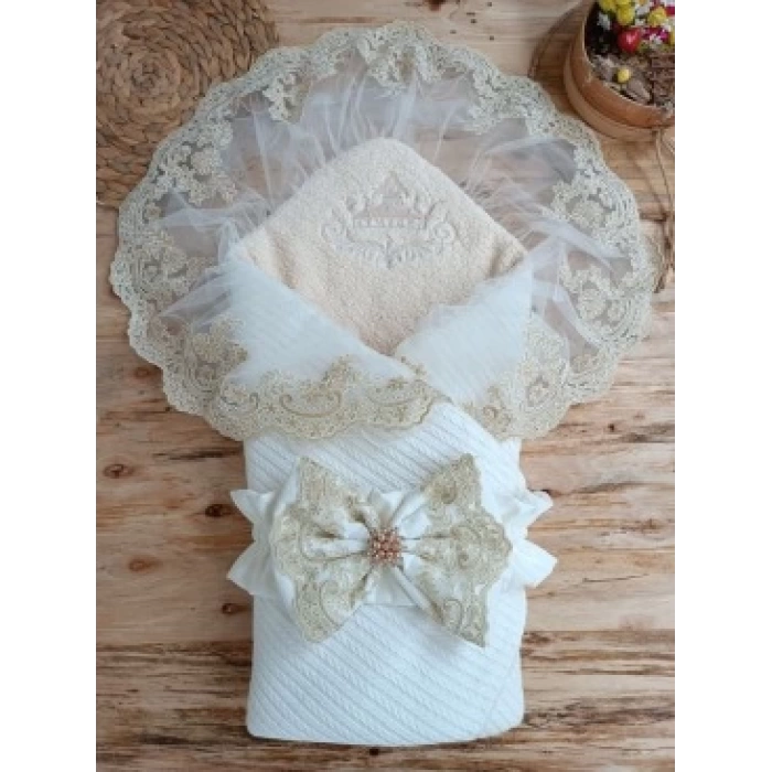 Yenidoğan Papatya Desenli Trilüks Unisex Kundak Bebek Battaniyesi