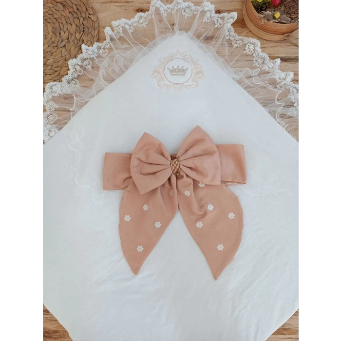 Yenidoğan Papatya Desenli Trilüks Unisex Kundak Bebek Battaniyesi
