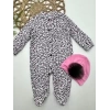 0-3-6-9 Ay Leopar Baskılı Tam Boy Çıtçıtlı Patikli Güllü Boneli Kız Bebek Tulumu