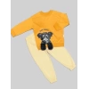 1-2-3 Yaş Filli Sallanan Ayak Desenli Likra Penye Kumaş Sweat Pantolonlu Kız Erkek 2li Çocuk Takımı