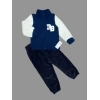 1-2-3 Yaş Kuzu Kumaş Fermuarlı Sweat Kadife Pantolonlu Uzun Kollu Kız Erkek Çocuk 2li Takım