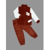 1-2-3 Yaş Kuzu Kumaş Fermuarlı Sweat Kadife Pantolonlu Uzun Kollu Kız Erkek Çocuk 2li Takım