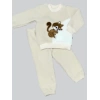 1-2-3 Yaş Masum Yavru Sincap Nakışlı Kuzu Kumaş Sweat Pantolon 2li Kız Erkek Bebek Takımı