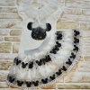 1-2-3 Yaş Payetli Mickey Nakışlı  Kısa Kollu Brode Etekli 2li Kız Bebek Takımı