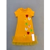 1-2-3 Yaş Renkli Kelebekler Nakışlı Eteği Fırfırlı Jile Çocuk Elbisesi