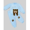 1-2-3 Yaş Sallanan El Ayıcıklı Kuzu Kumaş Sweat Patili Pantolon Uzun Kollu Kız Erkek 2 Li Takımı