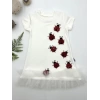 1-2-3 Yaş Uğur Böceği Nakışlı Fırfır Uçlu Kız Çocuk Jile Elbisesi