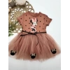 2-3-4 Yaş Puantiyeli Mickey Baskılı Kurdela Kuşaklı Astarlı Kız Bebek Tütü Elbisesi