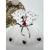 2-3-4 Yaş Puantiyeli Mickey Baskılı Kurdela Kuşaklı Astarlı Kız Bebek Tütü Elbisesi