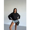 2 iplik bisiklet yaka sweat siyah f2339