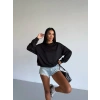 2 iplik bisiklet yaka sweat siyah f2339