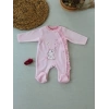 3-6 6-9 9-12 Ay Romantik Fil Nakışlı Pembe Süslü Kız Bebek Tulumu