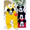 3-6-9-12 Ay Mickey Figürlü Uzun Kollu Baskılı Sweatli 2li Kız Erkek Bebek Salopet Takımı