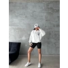 3 iplik şardonlu oversize compact kafa baskılı sweat beyaz