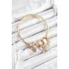 316L Çelik Beyaz Zirkon Taşlı Kelebek Model Gold Renk Charm Bileklik