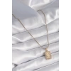 316L Çelik Gold Renk Zirkon Taşlı Yıldız İşleme Madalyon Kadın Kolye