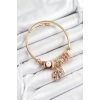 316L Çelik Pembe Nazarlı Zirkon Taşlı İnci Detaylı Hayat Ağacı Model Gold Renk Charm Bileklik