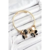 316L Çelik Siyah Zirkon Taşlı Kelebek Model Gold Renk Charm Bileklik